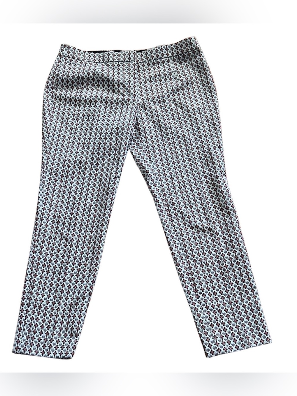 Tory Burch Chaumont Jacquard Pant Printed Slim Trousers | Size 8